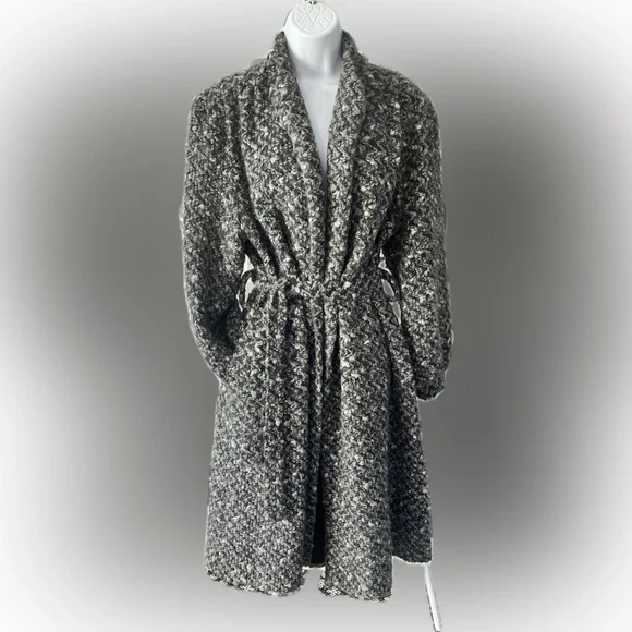 Vintage Cozy Mohair Blend Sweater Coat with Balloon Sleeves Size Large - Picture 1 of 7